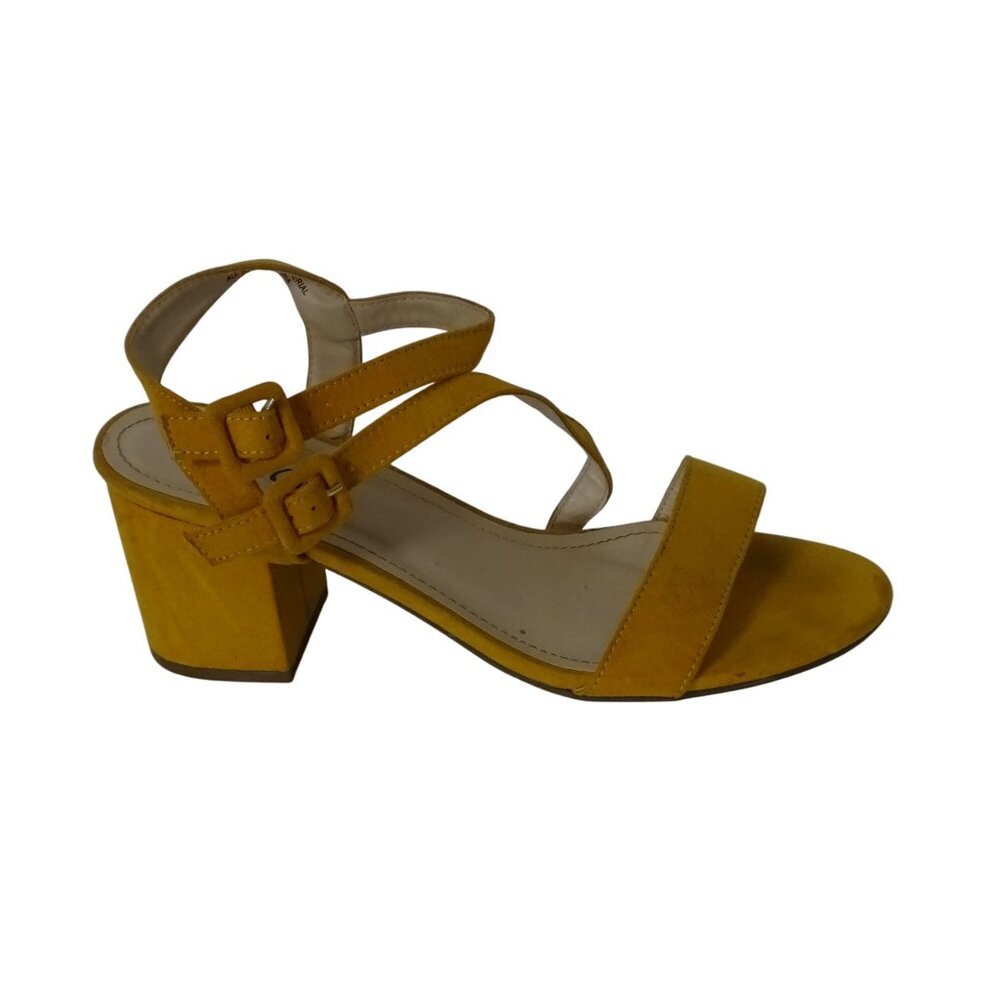 Rouge Helium Yellow Block Heel Strappy Sandals Women Size 11 Buckle Open Toe